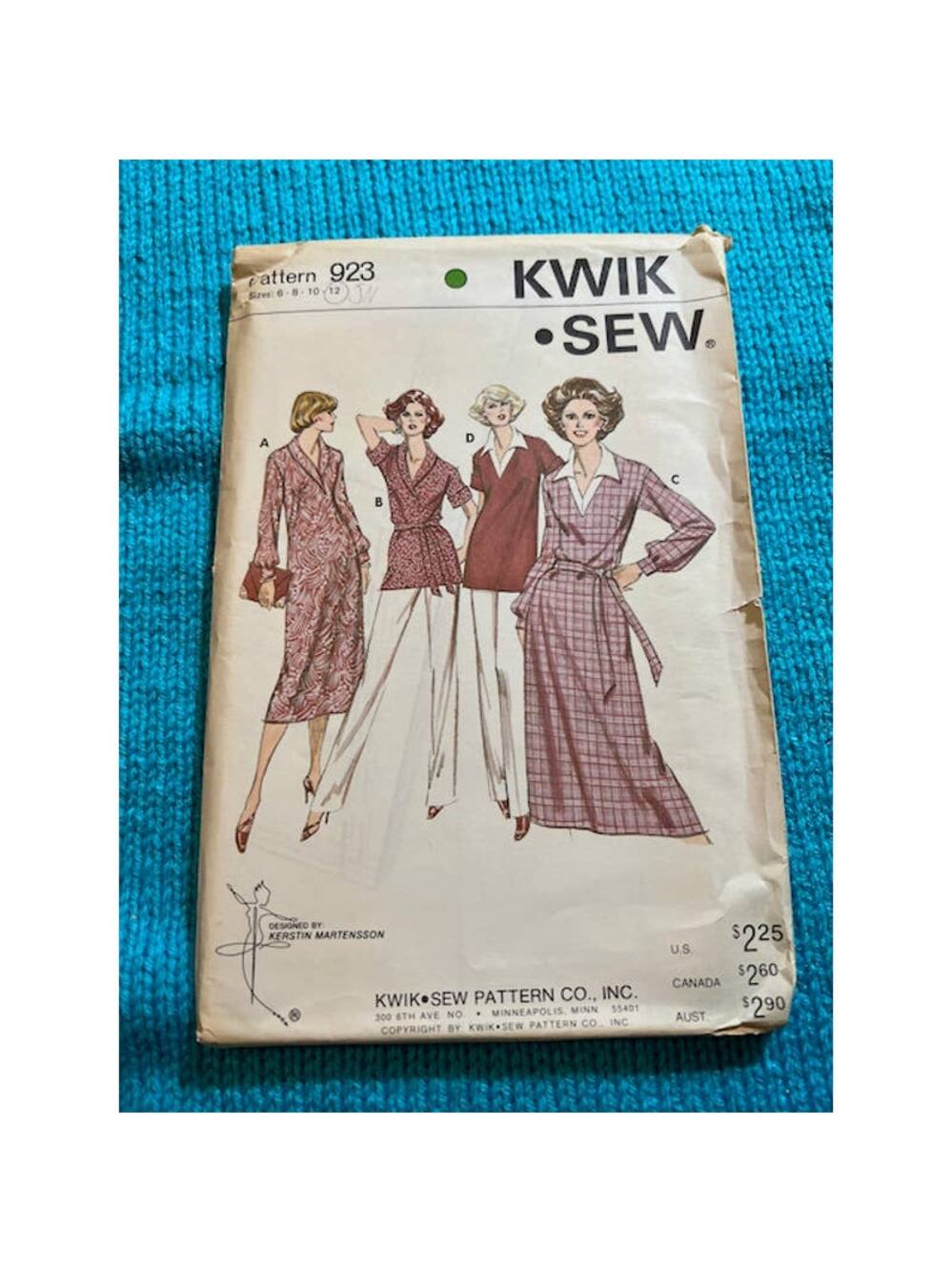 Kwik Sew 923 tunic dress 1980s pattern